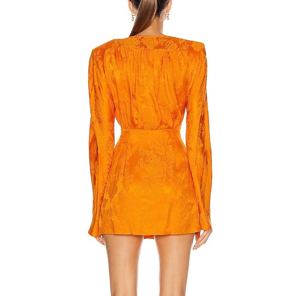 The Attico Caravan Rose Satin Jacquard Mini Dress (Sz IT 38 / US 0) Orange - Picture 2 of 16